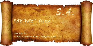 Sáhó Alex névjegykártya